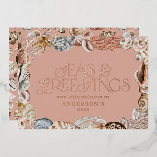 Tropisch warme Weihnachtssee & Grüße modern Folien Feiertagskarte