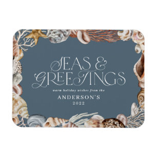 Tropisch warme Weihnachtssee & Grüße modern Magnet