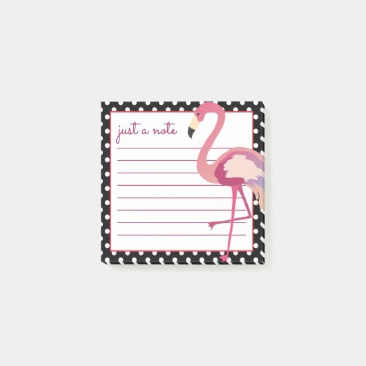 tropisch | Watercolor Flamingo Polka Dots Post-it Klebezettel (Vorderseite)