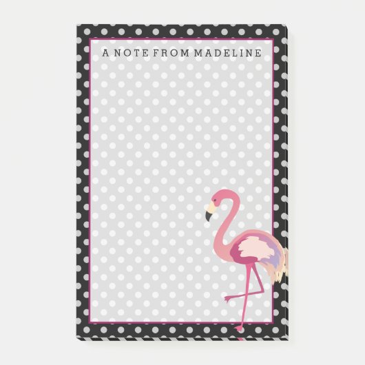 tropisch | Watercolor Flamingo Polka Dots Post-it Klebezettel (Vorderseite)