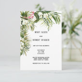 Tropisch-weiße Orchideenhochzeit Einladung (Stehend Vorderseite)