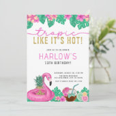 Tropisch wie es ist heißen rosa tropischen Geburts Einladung (Stehend Vorderseite)