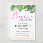 Tropisch wie es ist heißen rosa tropischen Geburts Einladung (Vorderseite)