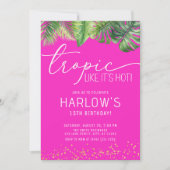 Tropisch wie es ist heißen rosa tropischen Geburts Einladung (Vorderseite)