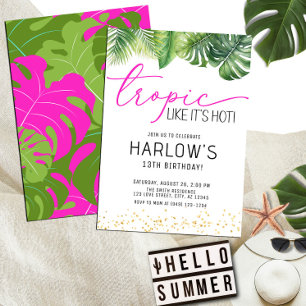 Tropisch wie es ist heißen rosa tropischen Geburts Einladung