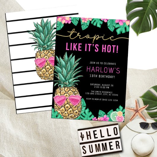 Tropisch wie heiße Ananas tropischer Geburtstag Einladung
