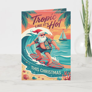 Tropisch wie heiße Surf-Weihnachten mit Santa Feiertagskarte