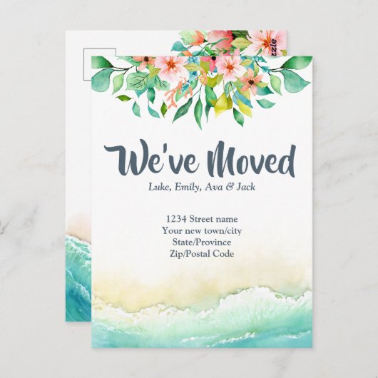 Tropische Adressänderung Postkarte (Vorne/Hinten)