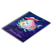 Tropische Alien Schiff & Dino Astrologie Rosa & Li Notizblock (Linke Seite)