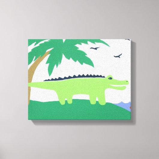 Tropische Alligator Art für Kinder, Safari Sky Loo Leinwanddruck (Vorderseite)