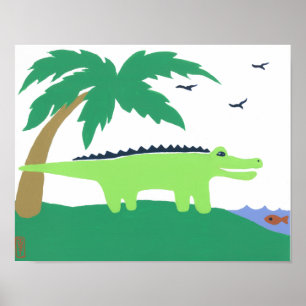 Tropische Alligator Art für Kinder, Safari Sky Loo Poster