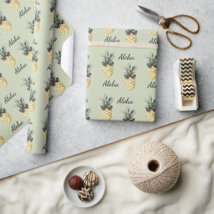 Tropische Aloha-Ananas mit Sonnenbrille Geschenkpapier