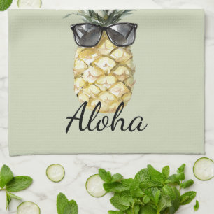 Tropische Aloha-Ananas mit Sonnenbrille Geschirrtuch