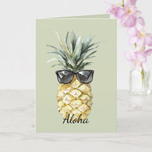 Tropische Aloha-Ananas mit Sonnenbrille Karte