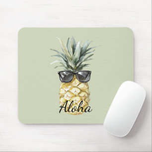 Tropische Aloha-Ananas mit Sonnenbrille Mousepad