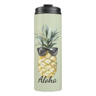 Tropische Aloha-Ananas mit Sonnenbrille Thermosbecher