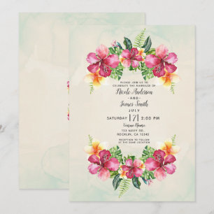 Tropische Aloha Blumen Botanische Hochzeitsflorist Einladung