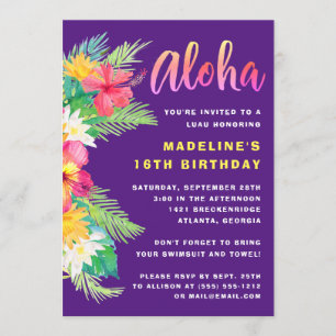 Tropische Aloha Hawaiian Luau Geburtstagspartei Einladung