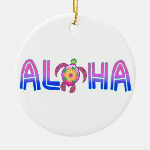 Tropische Aloha-Hawaiianische Meeresschildkröte Keramik Ornament