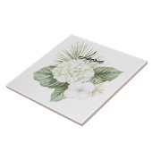 Tropische Aloha-Strand-Hortensien-Blumenhochzeit Fliese (Seite)
