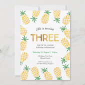 Tropische Ananas 3. Geburtstag Einladung (Vorderseite)