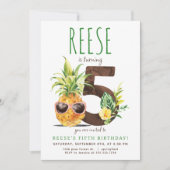Tropische Ananas 5. Geburtstag Einladung (Vorderseite)