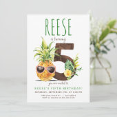 Tropische Ananas 5. Geburtstag Einladung (Stehend Vorderseite)