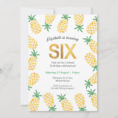 Tropische Ananas 6. Geburtstag Einladung (Vorderseite)