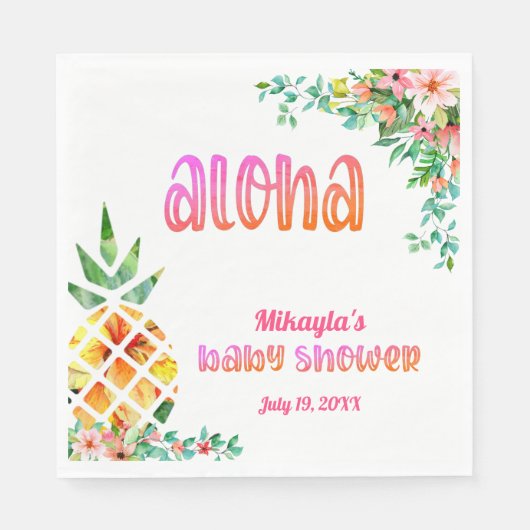 Tropische Ananas-Aloha-Babydusche Serviette (Vorderseite)