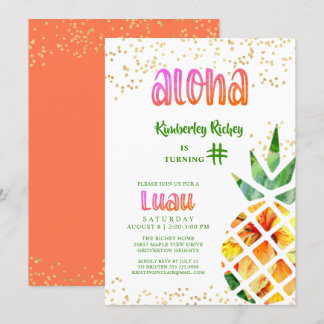 Tropische Ananas Aloha JEDES ALTER Geburtstag Luau Einladung