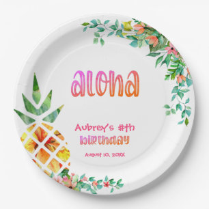 Tropische Ananas Aloha jedes Alter Geburtstag Pappteller