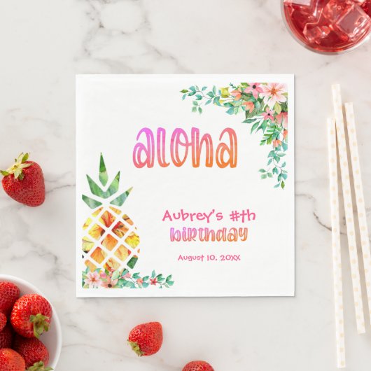Tropische Ananas Aloha jedes Alter Geburtstag Serviette (Beispiel)