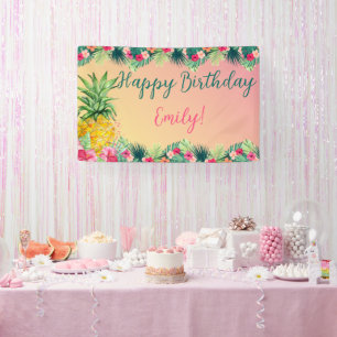 Tropische Ananas-Ananas-Girls zum Geburtstag Banner