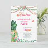Tropische Ananas-Ananas Luau JEDES ALTER Geburtsta Einladung (Stehend Vorderseite)