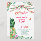 Tropische Ananas-Ananas Luau JEDES ALTER Geburtsta Einladung (Vorne/Hinten)