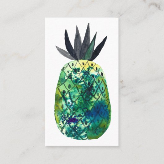Tropische Ananas Aquarellblau Visitenkarte (Vorderseite)