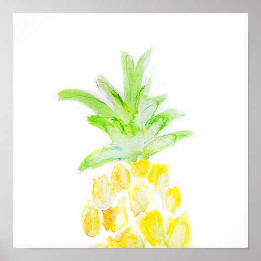 Tropische Ananas Aquarellmalerei Poster (Vorne)