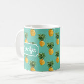 Tropische Ananas auf aquamarinem | addieren Ihren Kaffeetasse (Vorderseite Links)