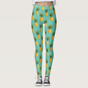 Tropische Ananas auf aquamarinem Leggings