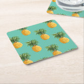 Tropische Ananas auf aquamarinem Rechteckiger Pappuntersetzer (angewinkelt)