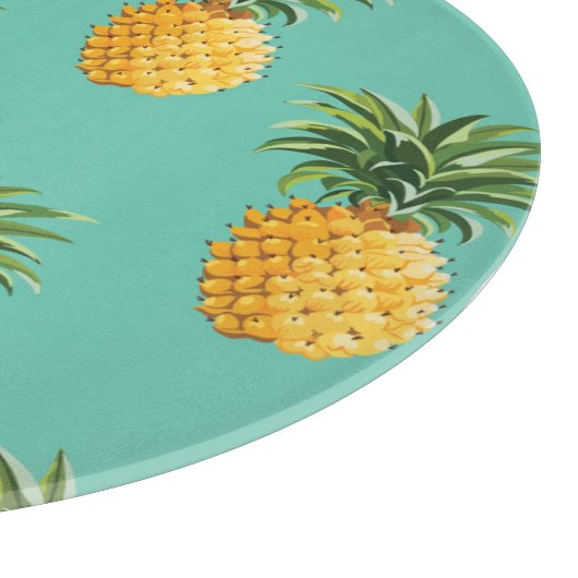 Tropische Ananas auf aquamarinem Schneidebrett (Ecke)