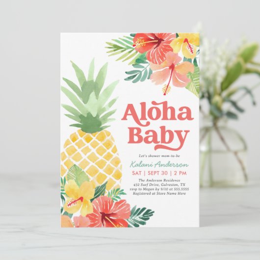 Tropische Ananas-Babydusche Einladung (Stehend Vorderseite)