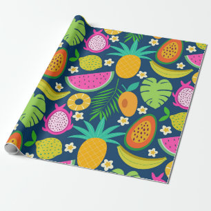 Tropische Ananas Banane Wassermelone Früchte  Geschenkpapier