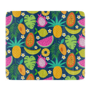 Tropische Ananas Banane Wassermelone Früchte Schneidebrett