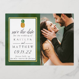 Tropische Ananas Beach Hochzeit Save the Date Folie Einladungspostkarte
