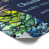 Tropische Ananas Beach Navy Blue Baby Dusche Poster (Ecke)