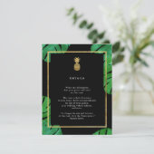 Tropische Ananas Beilagen Karten, Schwarz und Gold Begleitkarte (Stehend Vorderseite)