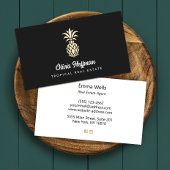 Tropische Ananas Black and Gold Business Card Visitenkarte