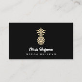 Tropische Ananas Black and Gold Business Card Visitenkarte (Vorderseite)