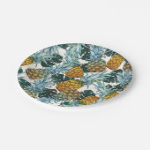 Tropische Ananas & Blätter Exotische Geburtstagspa Pappteller (Schrägansicht)